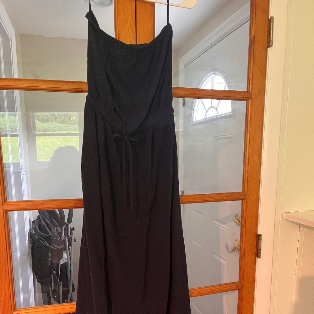 J Crew XS Cotton STRAPLESS Floor length blue dress